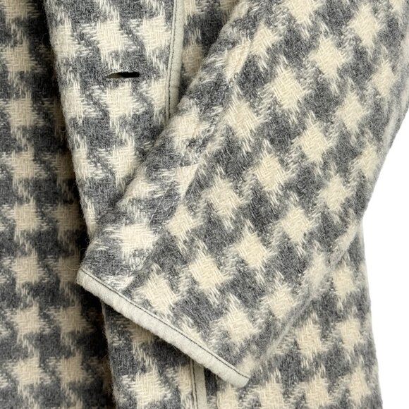VNT WEILL PARIS HOUNDSTOOTH 100% WOOL COAT GRAY DOLMAN SLEEVE CHIC LARGE/XL - Picture 6 of 11